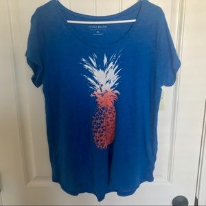 LUCKY BRAND SHIRT NWT BLUE PINEAPPLE XL